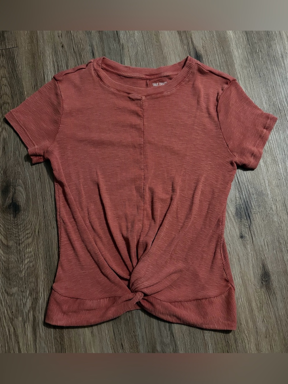 True Craft - Rust Twist-Front Short Sleeve Top - Size XSmall